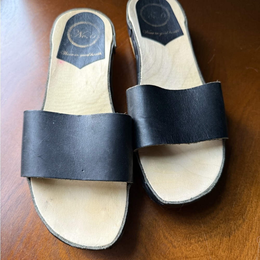 No. 6 Black Leather Sandals